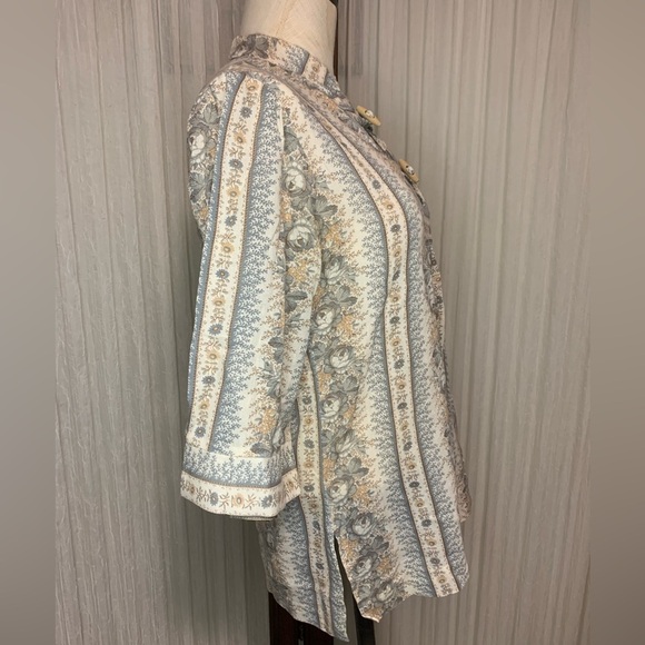 Vintage Alice Stuart Tunic Blouse Wood Toggle Buttons Desert Rose Jonathan Logan - Picture 2 of 9